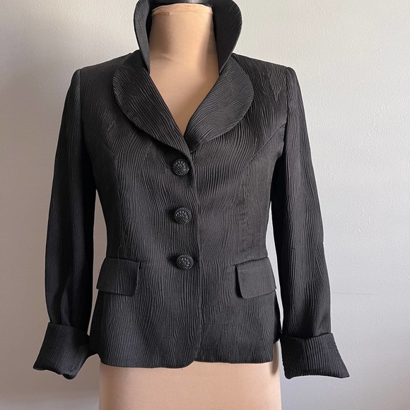 Black Textured Jacket Blazer Kasper Traditional Luxe - Picture 5 of 16